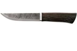 Autine Damascus Bushcraft, Wengé, Damask, Brown RH Sheath, Bushcraft Knife