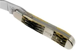 Case Russlock, Tang Stamp Series, Peach Seed Jig, Olive Green Bone 21517, 61953L SS Pocket Knife -Knives Discount Store CE21517 06 case