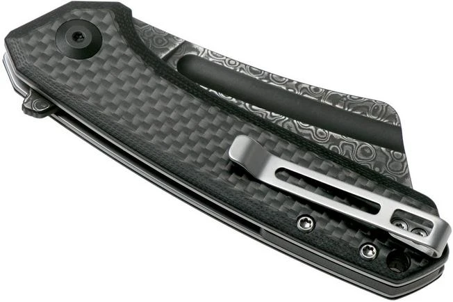 Civivi Mini Bullmastiff C2004DS-1 Damascus, Carbon Fibre & Black G10 Pocket Knife 6 Civivi Mini Bullmastiff C2004DS-1 Damascus, Carbon Fibre & Black G10 Pocket Knife - Image 4