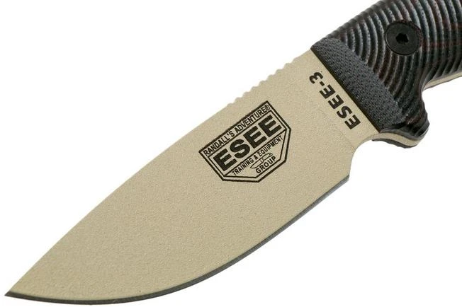 ESEE Model 3 Desert Tan Blade 3D Blood-Black G10 Survival Knife 3PMDT-004 Black Sheath + Belt Clip 4 ESEE Model 3 Desert Tan Blade 3D Blood-Black G10 Survival Knife 3PMDT-004 Black Sheath + Belt Clip - Image 2