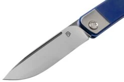 Medford Gentleman Jack S35VN, Tumbled Blade, Blue Handle Brushed Bolsters, Silver Hardware Pocket Knife -Knives Discount Store MF 21 GJ 02 03 medford