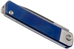 Medford Gentleman Jack S35VN, Tumbled Blade, Blue Handle Brushed Bolsters, Silver Hardware Pocket Knife -Knives Discount Store MF 21 GJ 02 04 medford