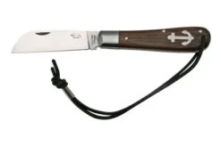 Otter Anchor Knife SET 172 Large Stainless, Smoked Oak, Brass Anchor, Leather Strap, Pocket Knife