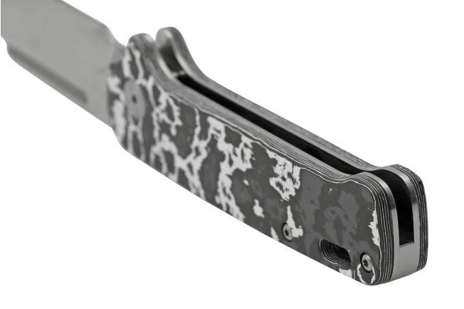 QSP Knife Penguin QS130SJ-G1, CPM 20CV Stonewashed, Fat Carbon White Storm, Slipjoint Pocket Knife 6 QSP Knife Penguin QS130SJ-G1, CPM 20CV Stonewashed, Fat Carbon White Storm, Slipjoint Pocket Knife - Image 4