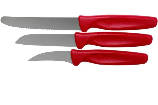 Wüsthof Create Collection Three-piece Peeling Knife Set, Red 3 Wüsthof Create Collection Three-piece Peeling Knife Set, Red